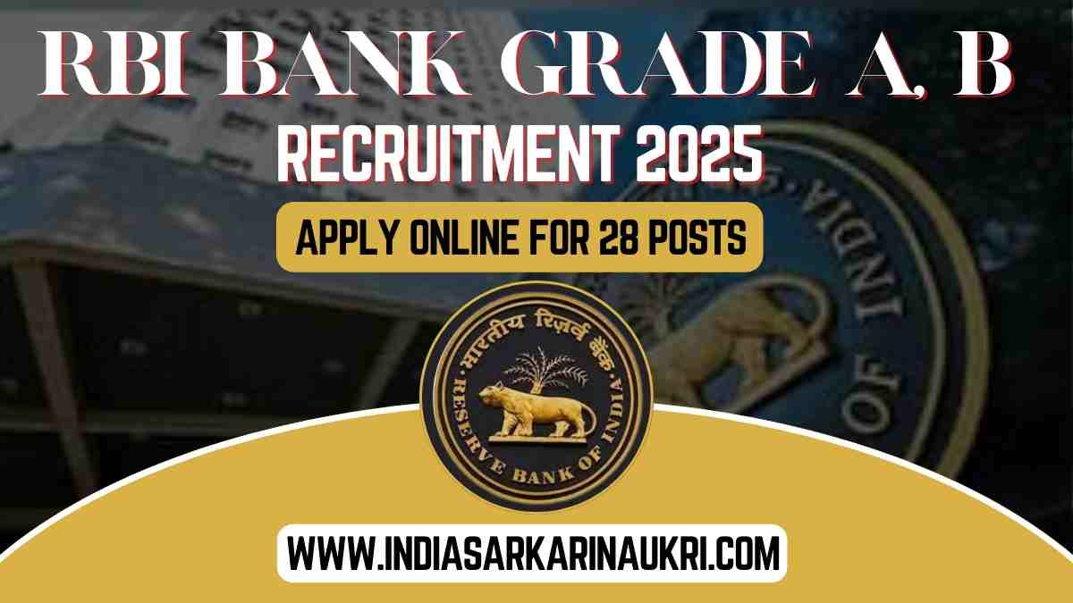 RBI Bank Recruitment 2025 Apply for Grade A and B 28 Posts